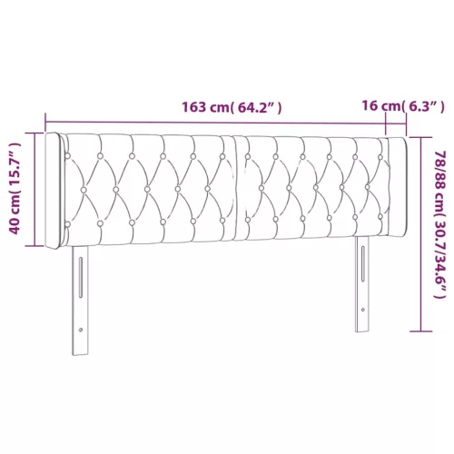Sötétzöld bársony LED-es fejtámla 163 x 16 x 78/88 cm