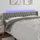 Világosszürke bársony LED-es fejtámla 183 x 16 x 78/88 cm