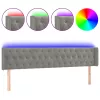 Világosszürke bársony LED-es fejtámla 183 x 16 x 78/88 cm