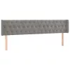 Világosszürke bársony LED-es fejtámla 183 x 16 x 78/88 cm