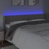Világosszürke bársony LED-es fejtámla 183 x 16 x 78/88 cm