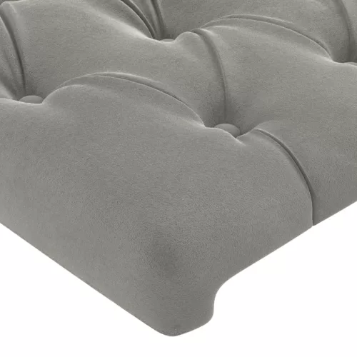 Világosszürke bársony LED-es fejtámla 183 x 16 x 78/88 cm