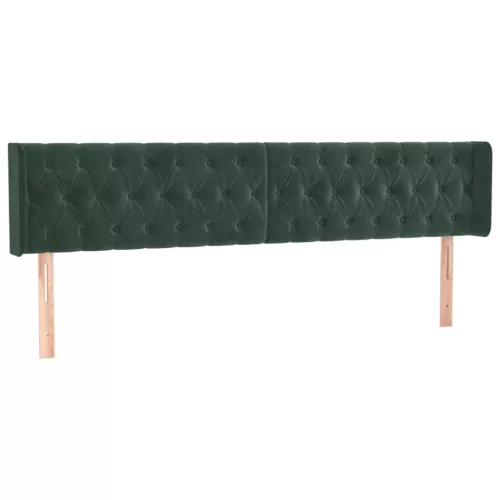 Sötétzöld bársony LED-es fejtámla 183 x 16 x 78/88 cm