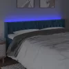 Sötétkék bársony LED-es fejtámla 183 x 16 x 78/88 cm