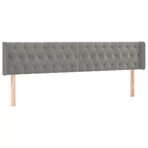 Világosszürke bársony LED-es fejtámla 203 x 16 x 78/88 cm