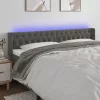 Sötétszürke bársony LED-es fejtámla 203 x 16 x 78/88 cm