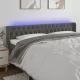 Sötétszürke bársony LED-es fejtámla 203 x 16 x 78/88 cm