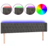 Sötétszürke bársony LED-es fejtámla 203 x 16 x 78/88 cm