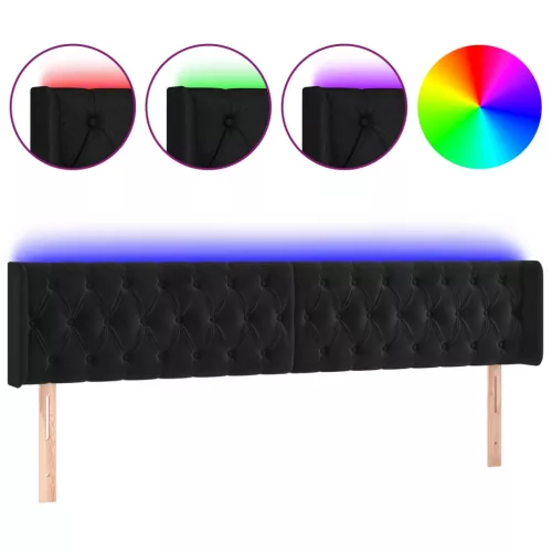 Fekete bársony LED-es fejtámla 203 x 16 x 78/88 cm