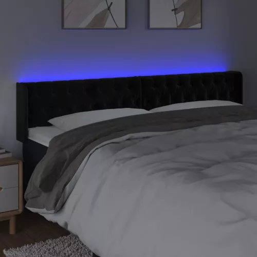 Fekete bársony LED-es fejtámla 203 x 16 x 78/88 cm
