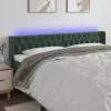Sötétzöld bársony LED-es fejtámla 203 x 16 x 78/88 cm
