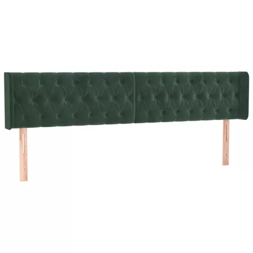 Sötétzöld bársony LED-es fejtámla 203 x 16 x 78/88 cm