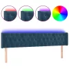 Sötétkék bársony LED-es fejtámla 203 x 16 x 78/88 cm