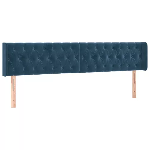 Sötétkék bársony LED-es fejtámla 203 x 16 x 78/88 cm