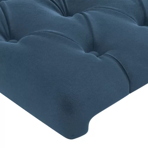 Sötétkék bársony LED-es fejtámla 203 x 16 x 78/88 cm