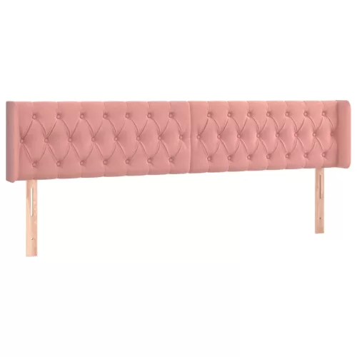 Rózsaszín bársony LED-es fejtámla 203x16x78/88 cm