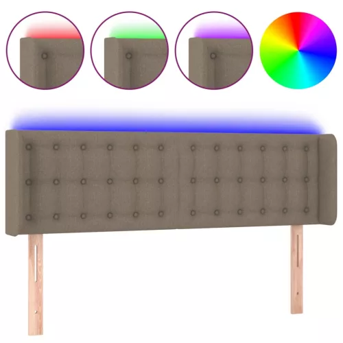 Tópszínű szövet LED-es fejtámla 147 x 16 x 78/88 cm
