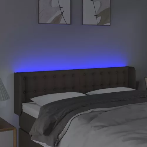 Tópszínű szövet LED-es fejtámla 147 x 16 x 78/88 cm
