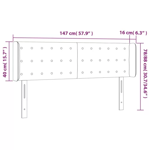 Tópszínű szövet LED-es fejtámla 147 x 16 x 78/88 cm