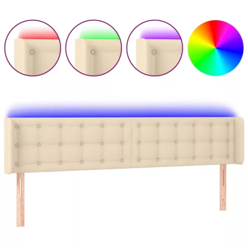 Krémszínű szövet LED-es fejtámla 183 x 16 x 78/88 cm
