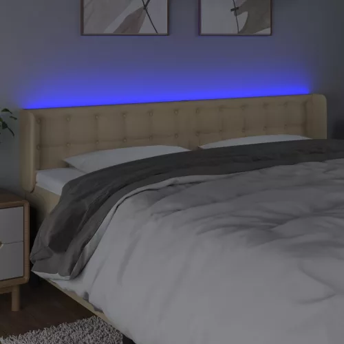 Krémszínű szövet LED-es fejtámla 183 x 16 x 78/88 cm
