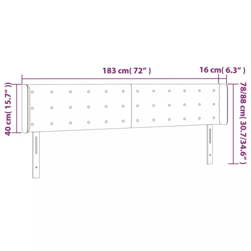 Krémszínű szövet LED-es fejtámla 183 x 16 x 78/88 cm