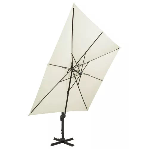 Dupla tetejű konzolos kerti napernyő 300 x 300 cm homokszínű
