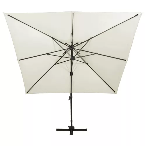 Dupla tetejű konzolos kerti napernyő 300 x 300 cm homokszínű