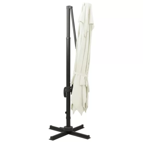 Dupla tetejű konzolos kerti napernyő 300 x 300 cm homokszínű