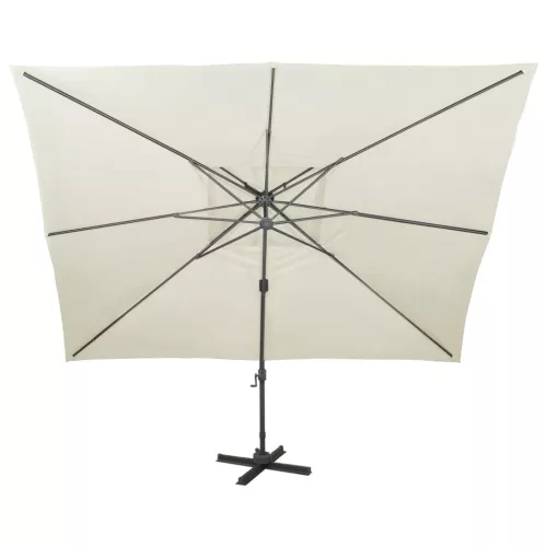 Konzolos kerti napernyő dupla tetejű homokszínű anyagból 400 x 300 cm