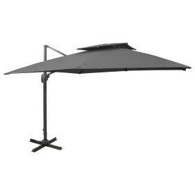   Antracitszürke dupla tetejű konzolos napernyő 300 x 300 cm