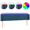 Sötétkék bársony LED-es fejtámla 163 x 16 x 78/88 cm