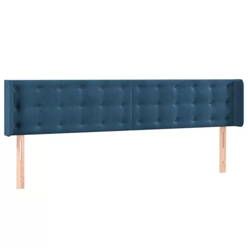 Sötétkék bársony LED-es fejtámla 163 x 16 x 78/88 cm