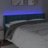Sötétkék bársony LED-es fejtámla 163 x 16 x 78/88 cm