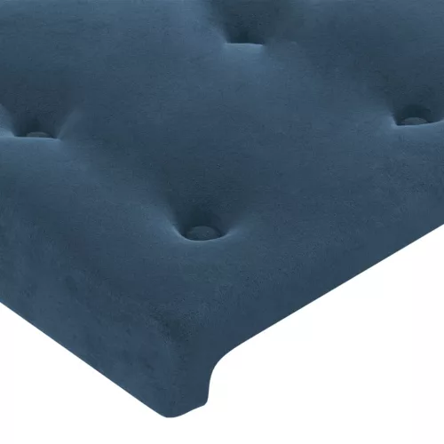Sötétkék bársony LED-es fejtámla 163 x 16 x 78/88 cm