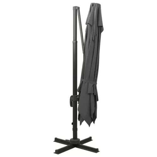 Antracitszürke dupla tetejű konzolos napernyő 300 x 300 cm
