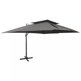   Antracit színű konzolos kerti napernyő dupla tetejjel 400 x 300 cm
