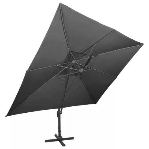 Antracit színű konzolos kerti napernyő dupla tetejjel 400 x 300 cm