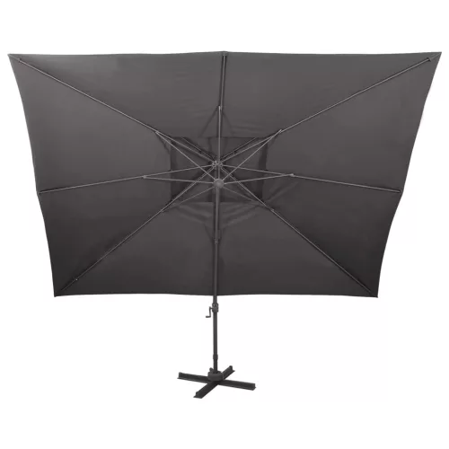 Antracit színű konzolos kerti napernyő dupla tetejjel 400 x 300 cm