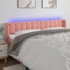 Rózsaszín bársony LED-es fejtámla 203x16x78/88 cm