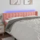Rózsaszín bársony LED-es fejtámla 203x16x78/88 cm