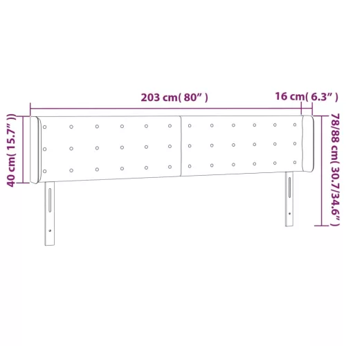Rózsaszín bársony LED-es fejtámla 203x16x78/88 cm