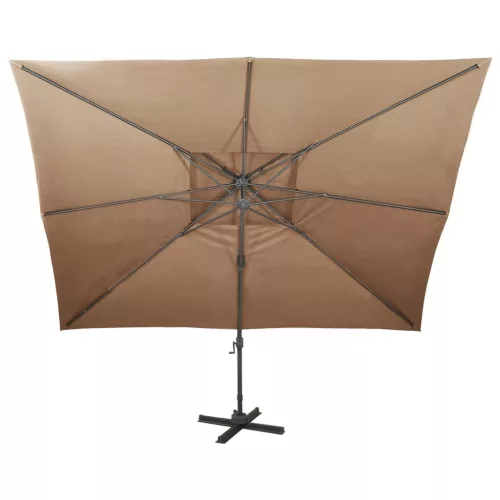 Tópszínű dupla tetejű konzolos napernyő 400 x 300 cm
