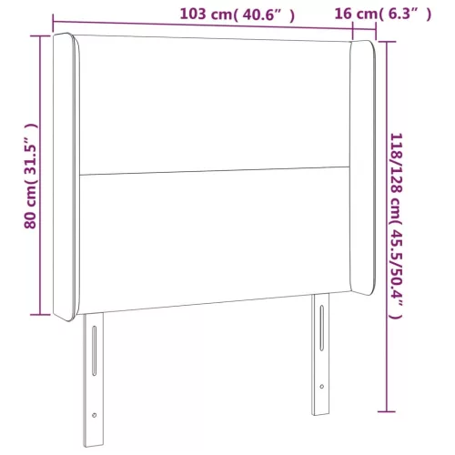 Tópszínű szövet LED-es fejtámla 103x16x118/128 cm
