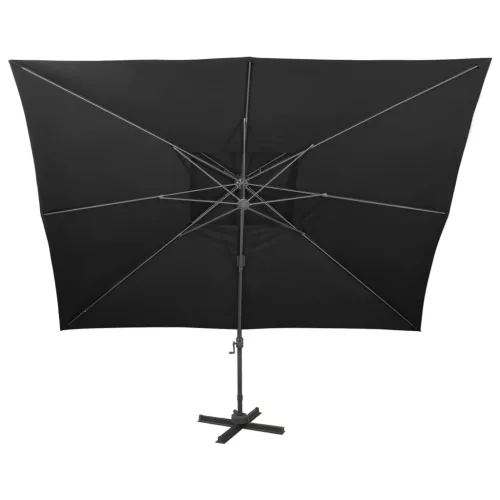 Fekete konzolos kerti napernyő dupla tetejjel 400 x 300 cm