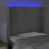 Világosszürke bársony LED-es fejtámla 103x16x118/128 cm