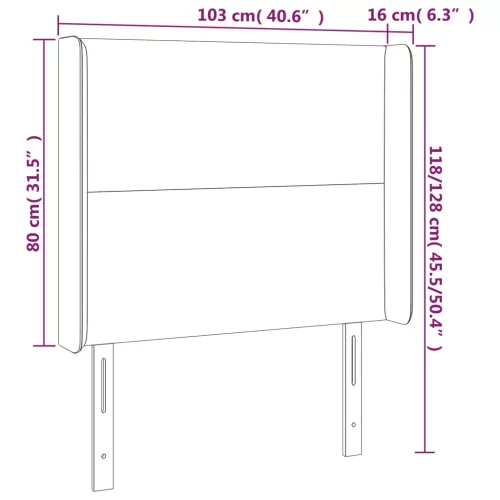 Világosszürke bársony LED-es fejtámla 103x16x118/128 cm