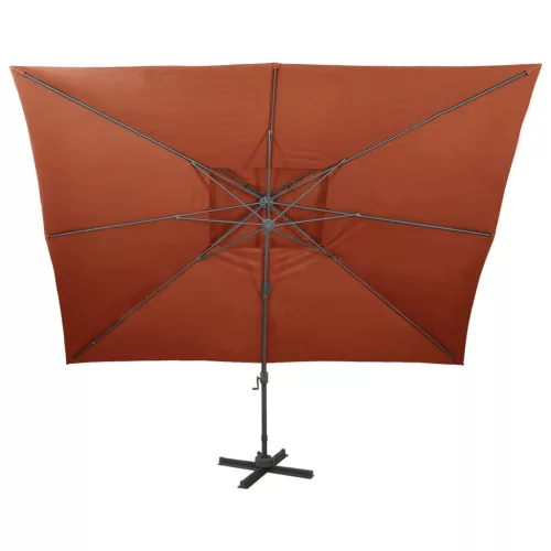 Dupla tetejű terrakotta konzolos kerti napernyő 400 x 300 cm