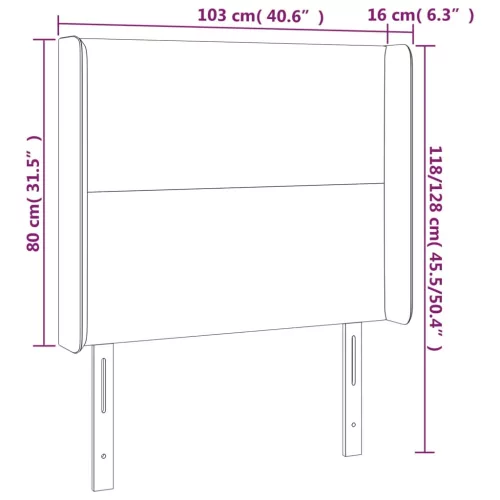 Krémszínű műbőr LED-es fejtámla 103x16x118/128 cm