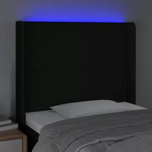 Fekete szövet LED-es fejtámla 93x16x118/128 cm